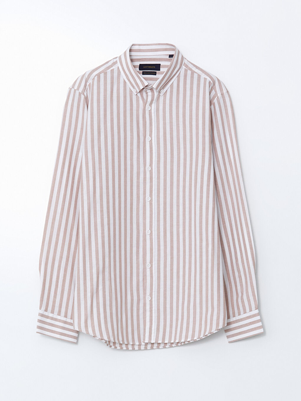 Regular Fit Long Sleeve Striped Poplin Men's Shirt -S55722Z8-LHP