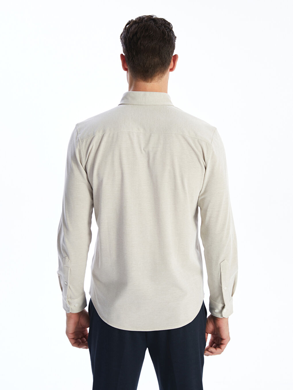 Slim Fit Long Sleeve Oxford Men's Shirt -S55725Z8-FPT