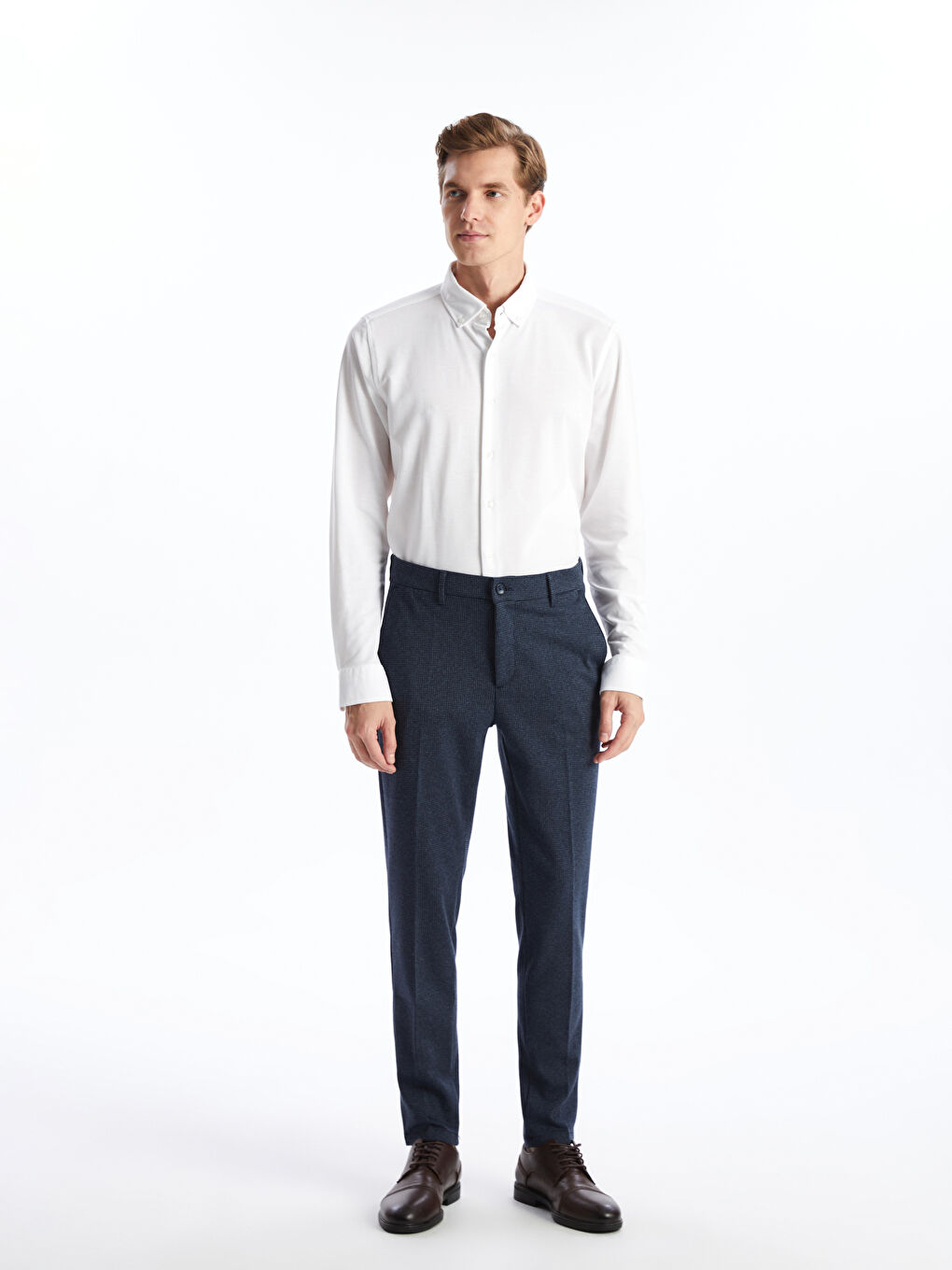 Slim Fit Long Sleeve Oxford Men's Shirt -S55725Z8-Q6K