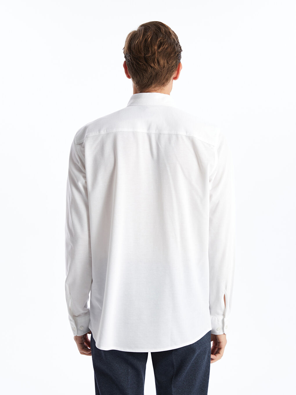 Slim Fit Long Sleeve Oxford Men's Shirt -S55725Z8-Q6K
