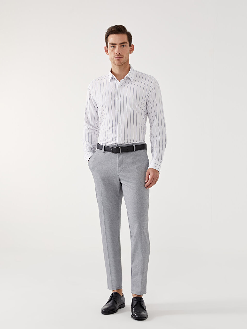 Slim Fit Long Sleeve Striped Men's Shirt -S55731Z8-LGS