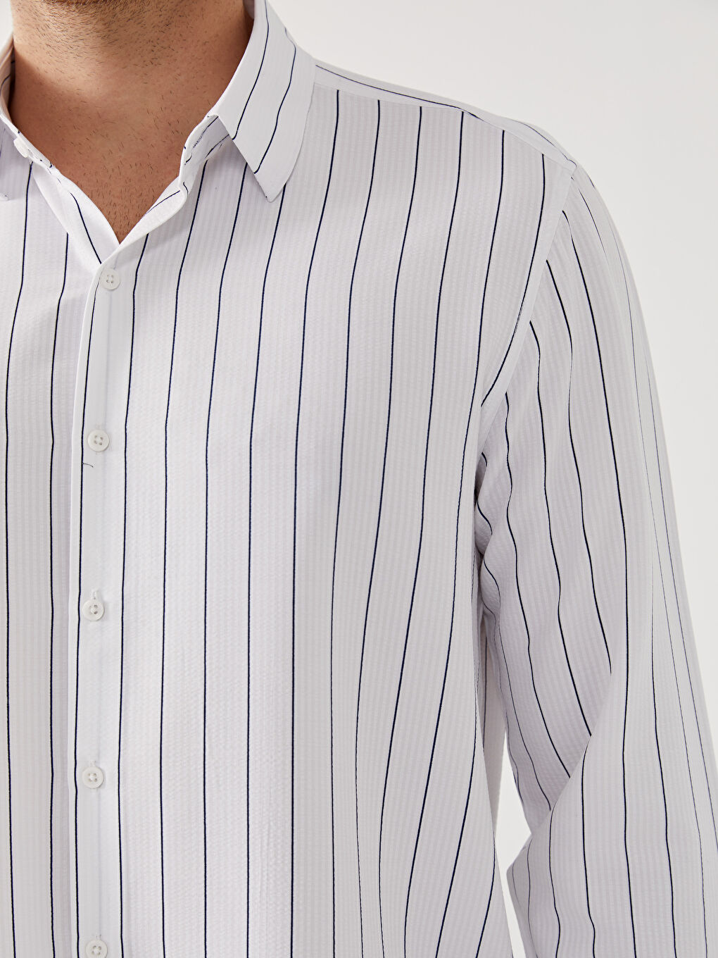 Slim Fit Long Sleeve Striped Men's Shirt -S55731Z8-LGS