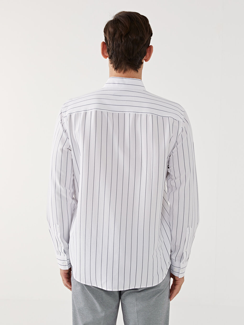 Slim Fit Long Sleeve Striped Men's Shirt -S55731Z8-LGS