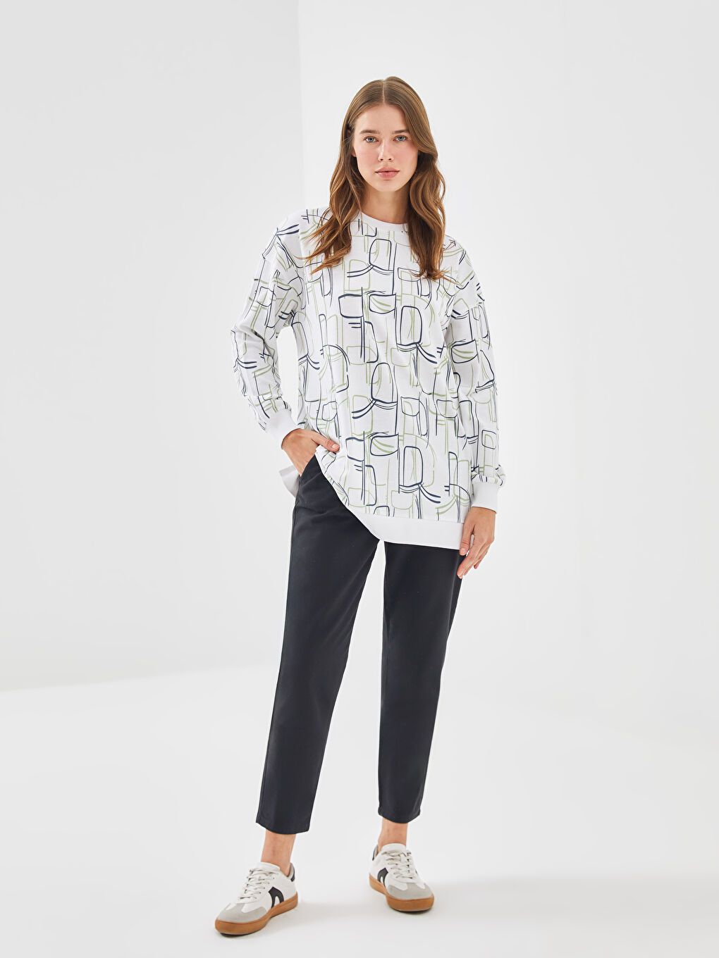 LCW Modest Beli Lastikli Rahat Kalıp Kadın Pantolon -S55733Z8-CVL