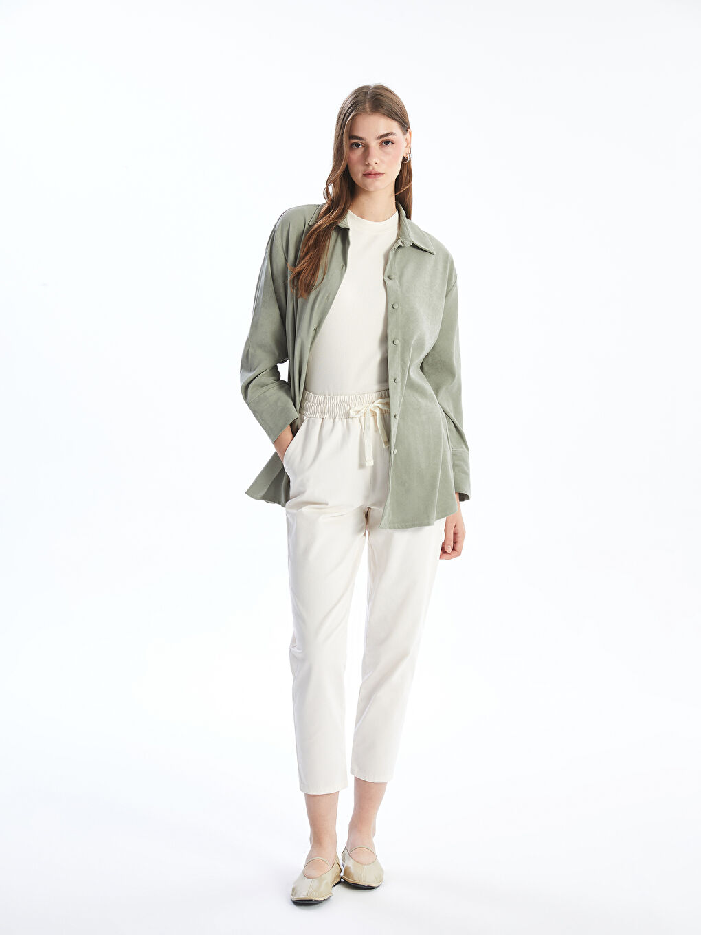 LCW Modest Beli Lastikli Rahat Kalıp Kadın Pantolon -S55733Z8-FES