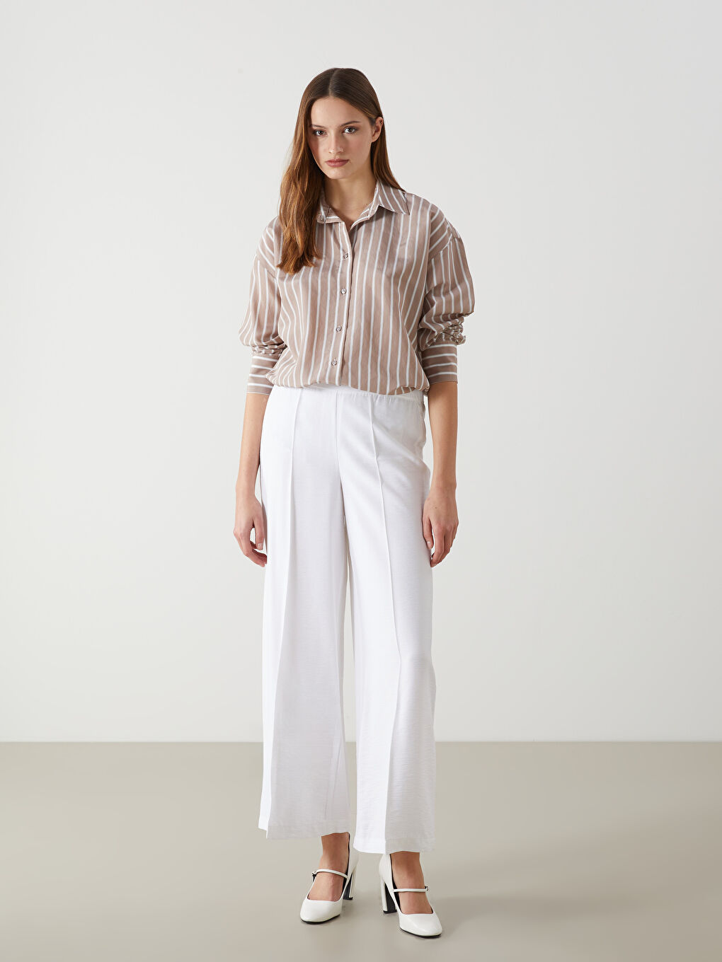 LCW Modest Beli Lastikli Geniş Paça Kadın Pantolon -S55734Z8-R9J