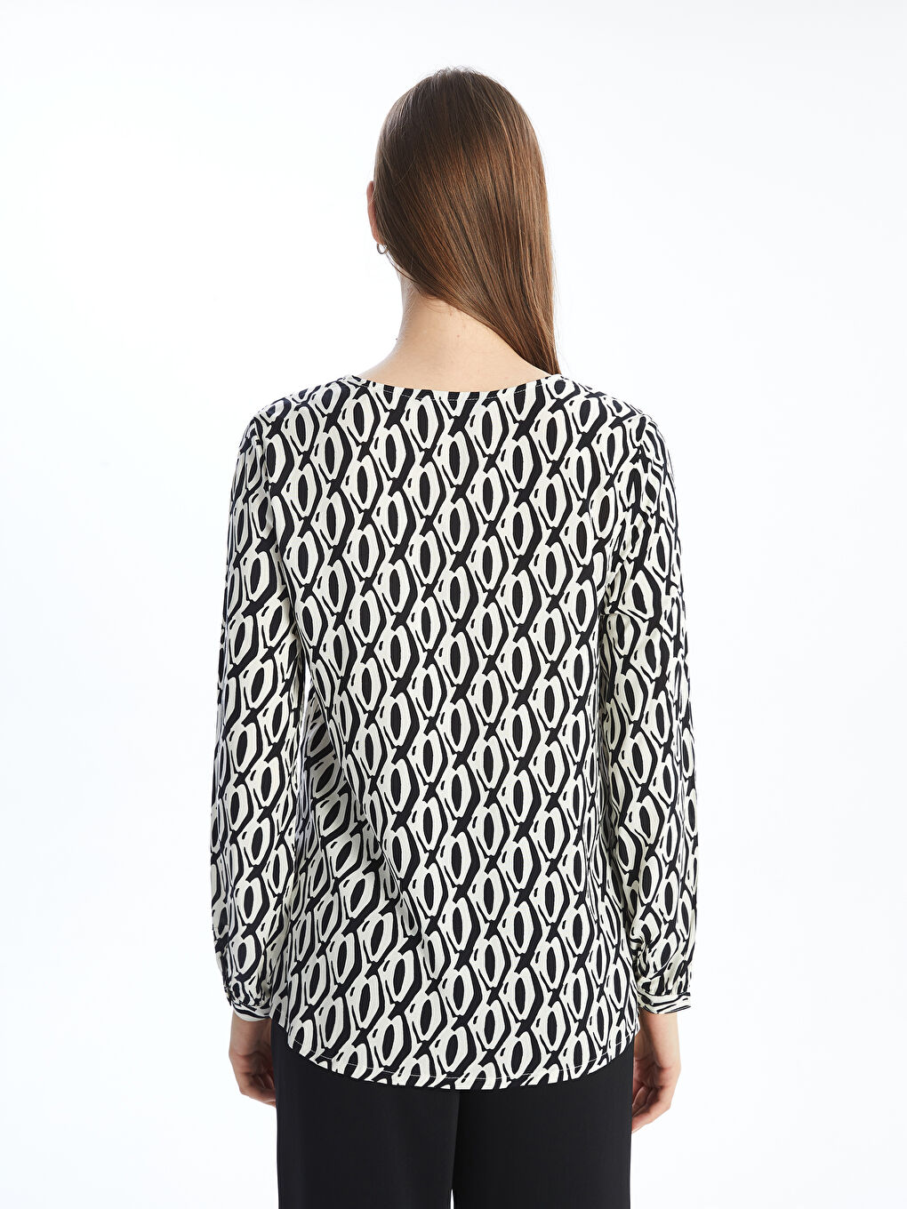LCW Modest Tie Neck Patterned Women's Blouse -S55735Z8-LQJ