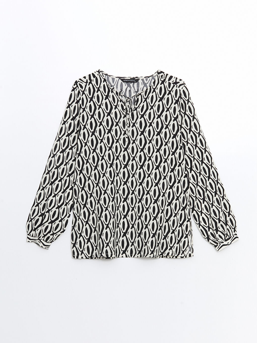 LCW Modest Tie Neck Patterned Women's Blouse -S55735Z8-LQJ