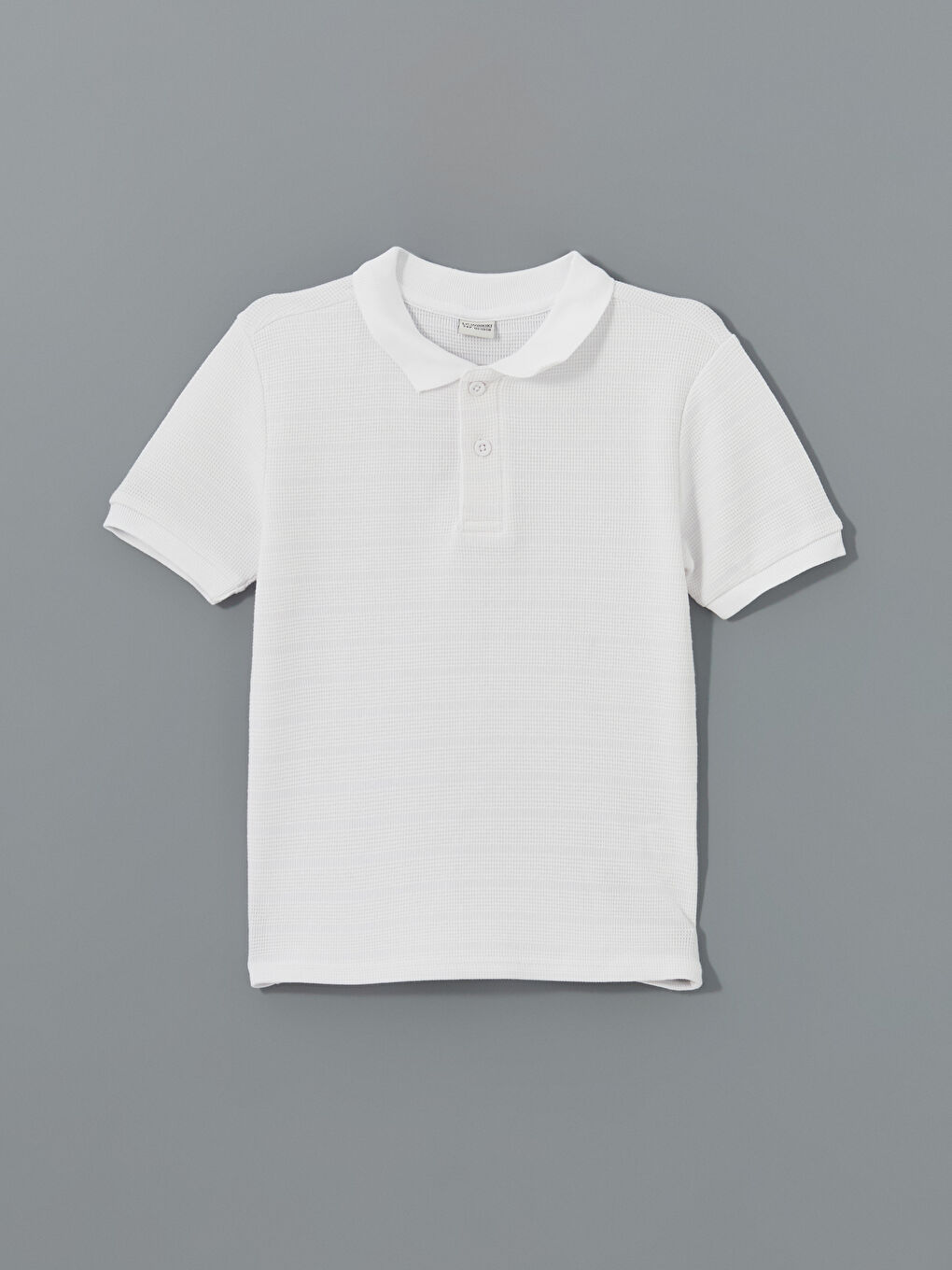Polo Neck Textured Boys' T-Shirt -S55738Z4-Q6K