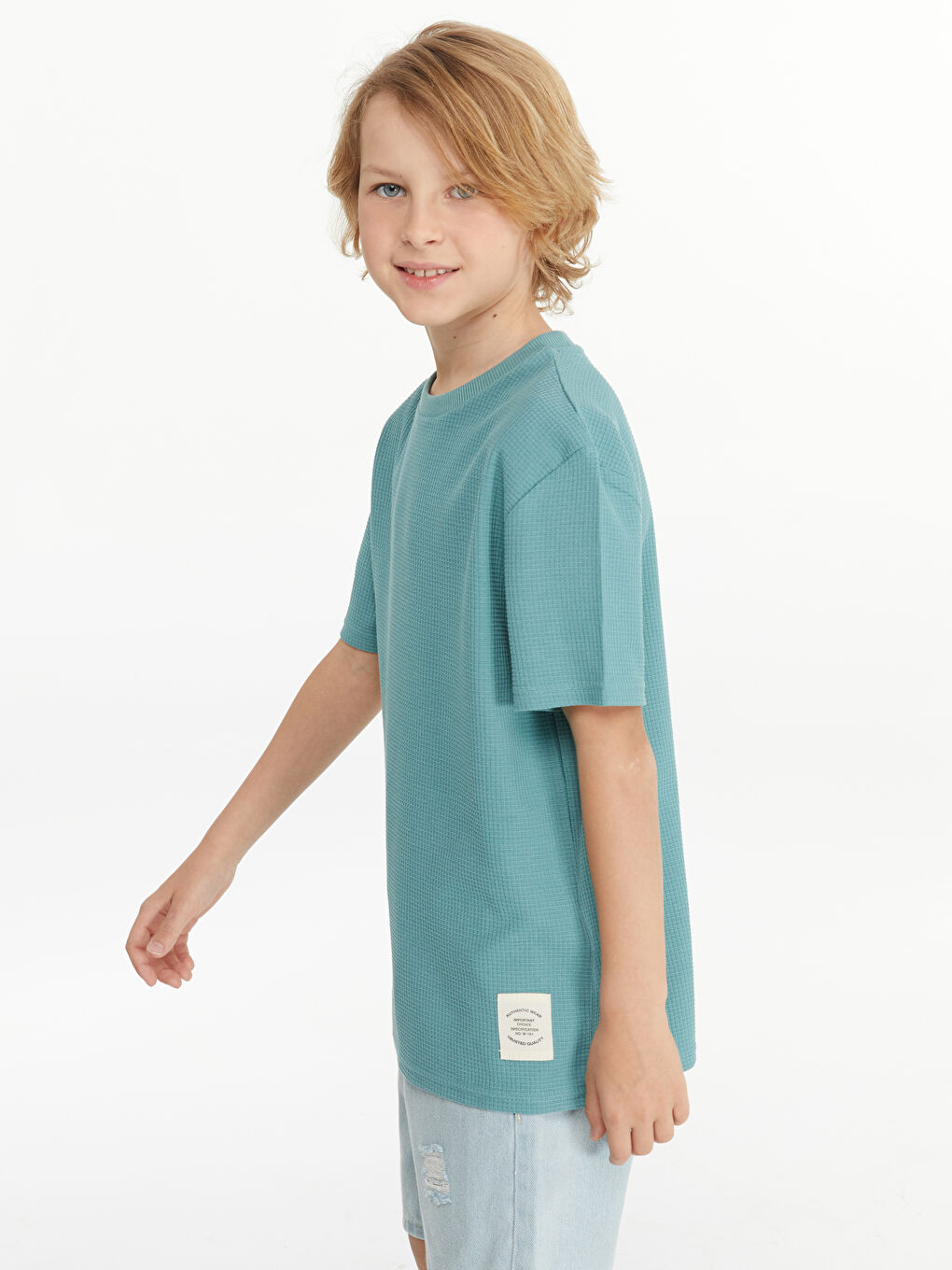 Crew Neck Textured Boys' T-Shirt -S55778Z4-GP4