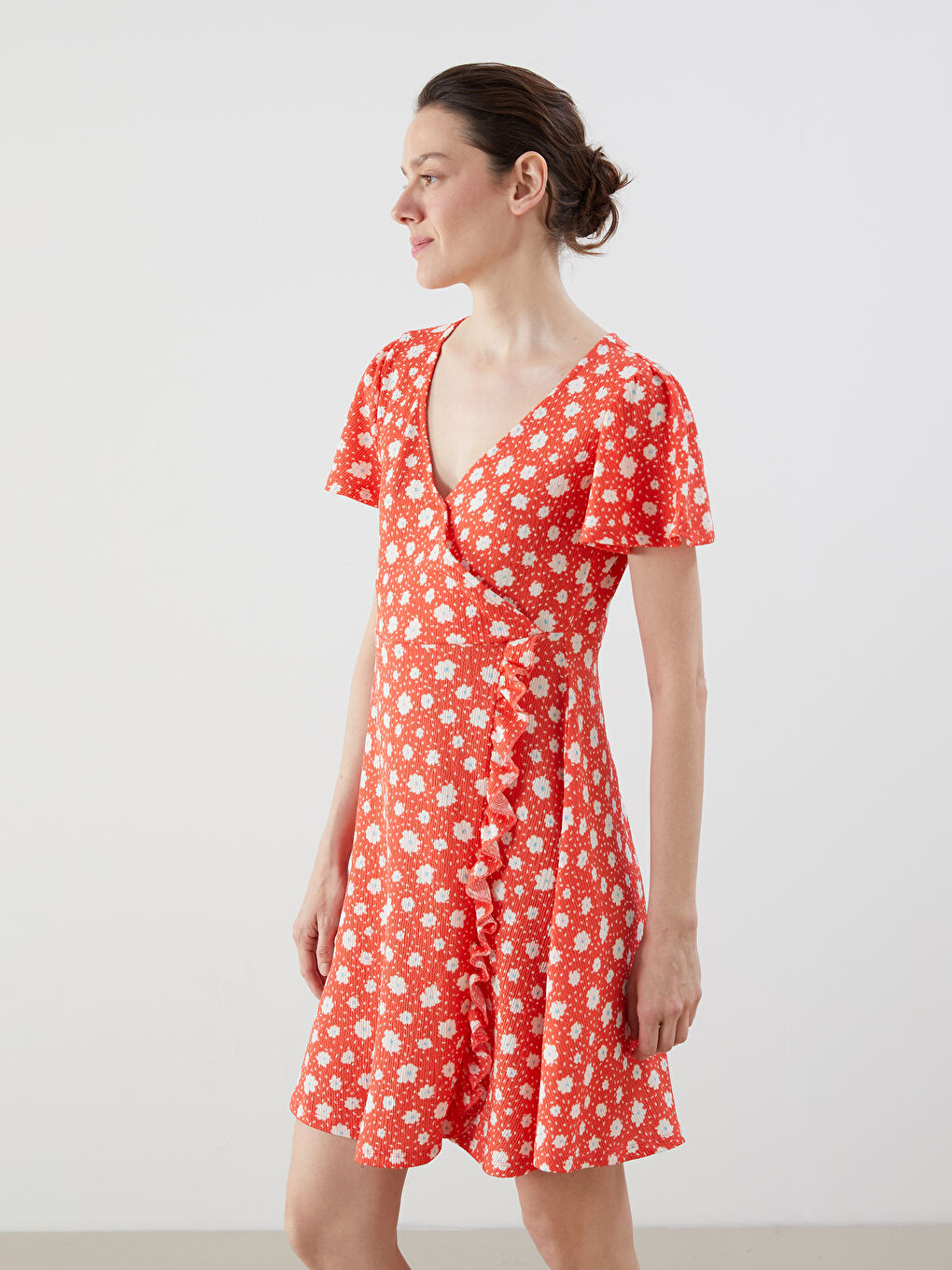 Double Breasted Collar Floral Women's Dress -S55786Z8-LR8