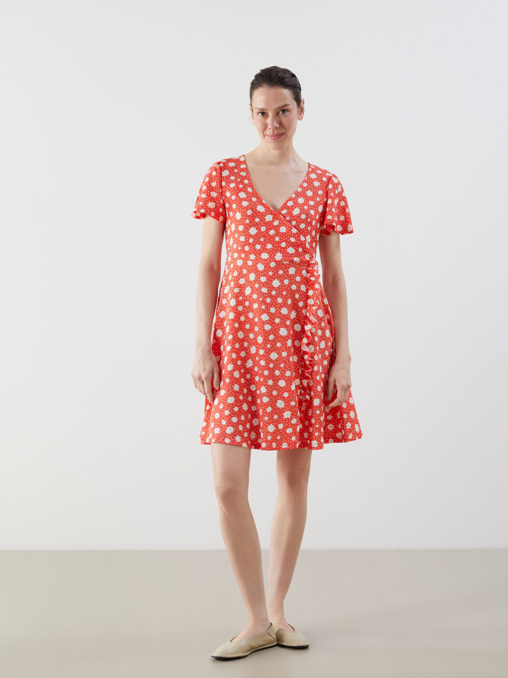 Double Breasted Collar Floral Women's Dress -S55786Z8-LR8
