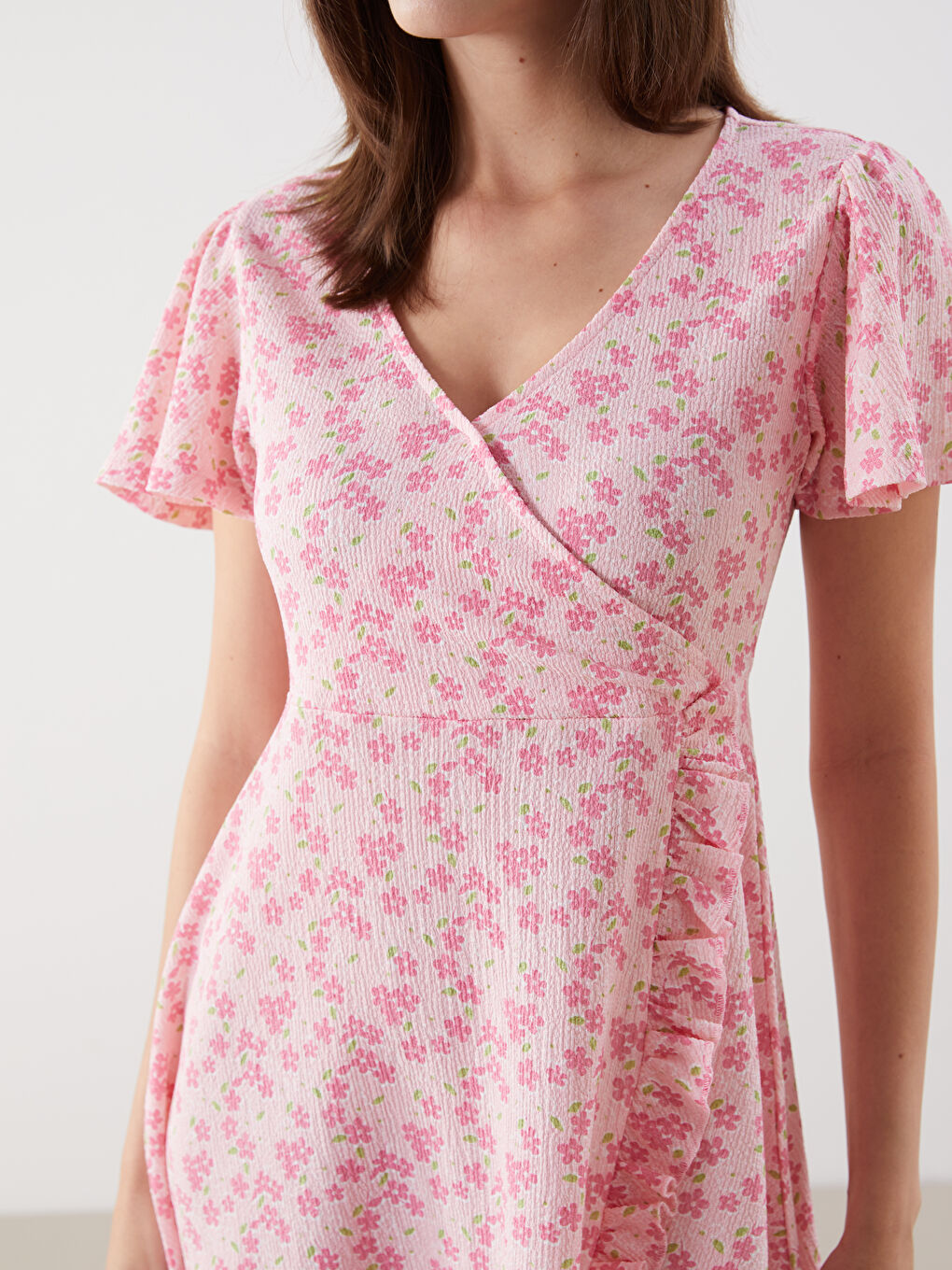 Double Breasted Collar Floral Women's Dress -S55786Z8-LT4