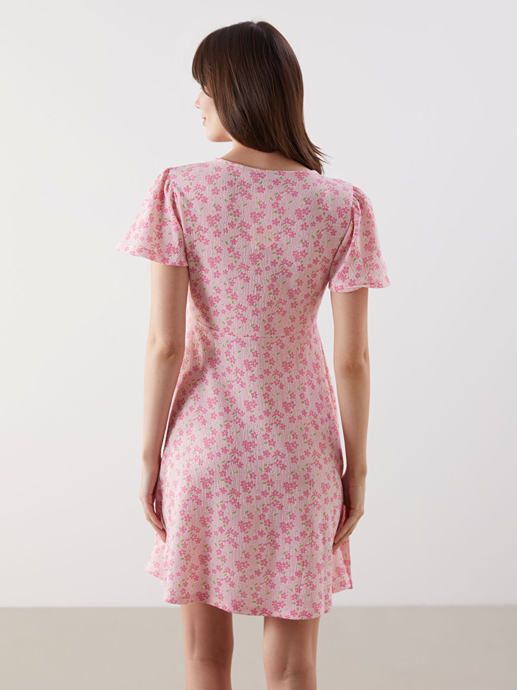 Double Breasted Collar Floral Women's Dress -S55786Z8-LT4