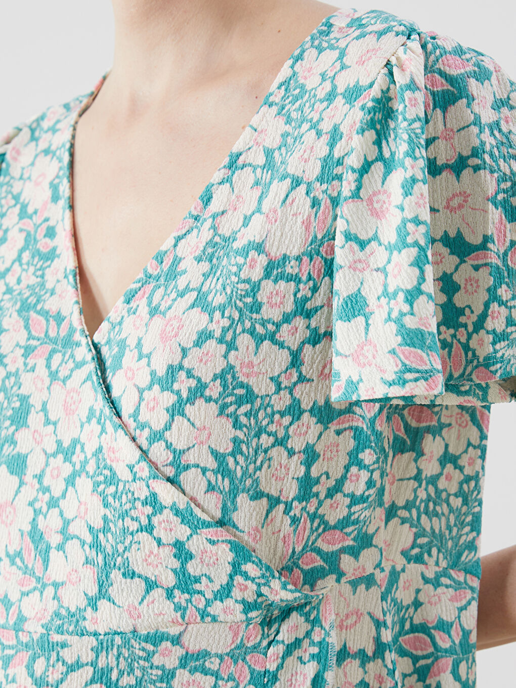 Double Breasted Collar Floral Women's Dress -S55786Z8-LTQ
