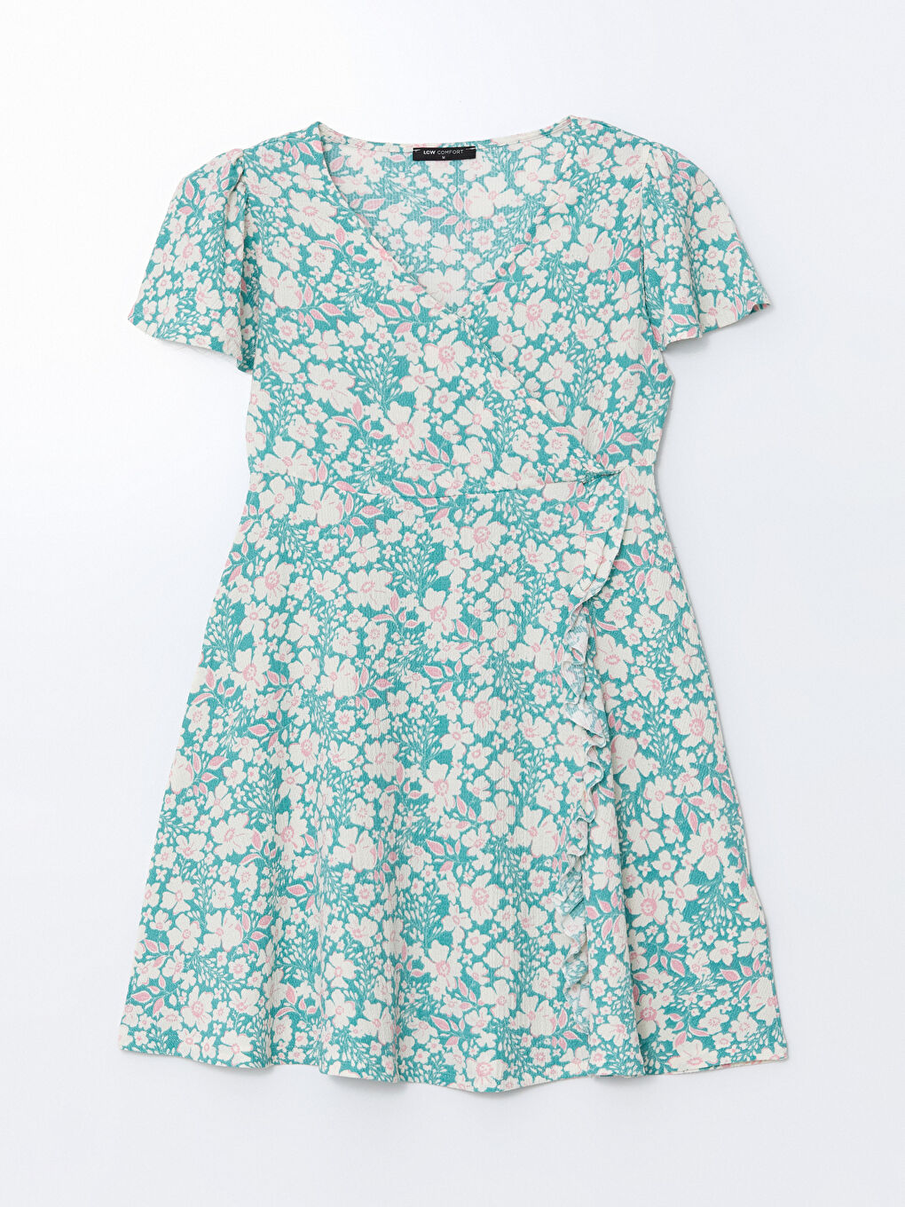 Double Breasted Collar Floral Women's Dress -S55786Z8-LTQ