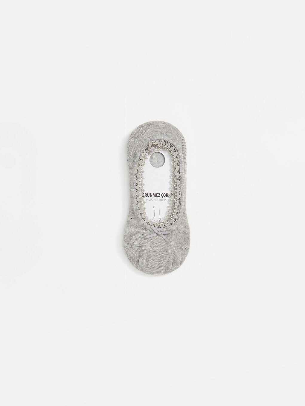 Gri Dantel Detaylı Kadın Babet Çorap