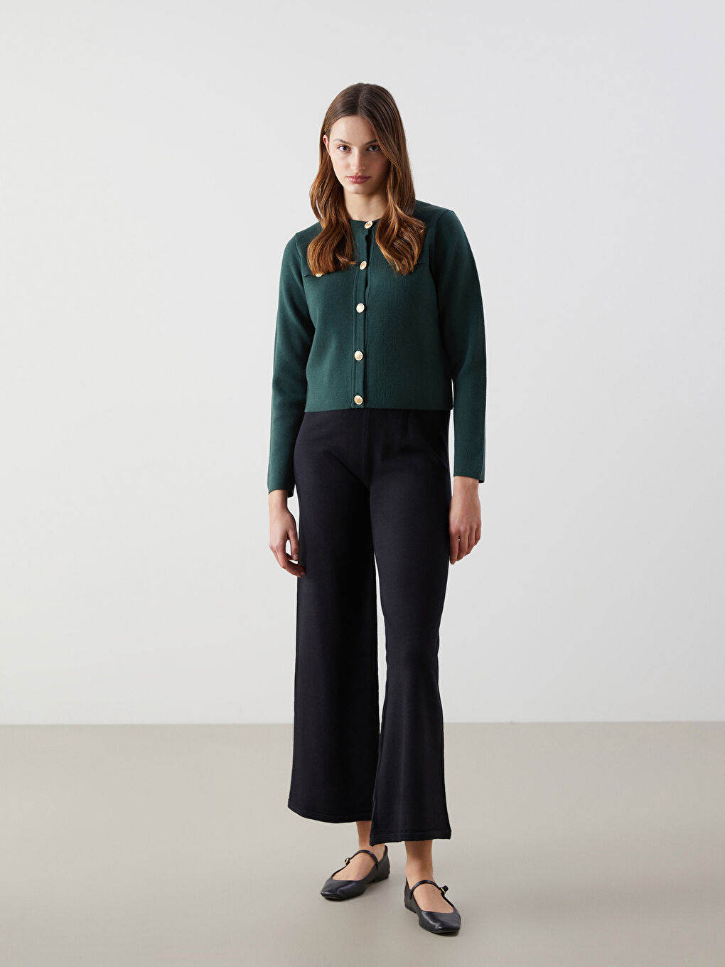 Elasticated Waist Women's Knitwear Trousers -S55833Z8-CVL