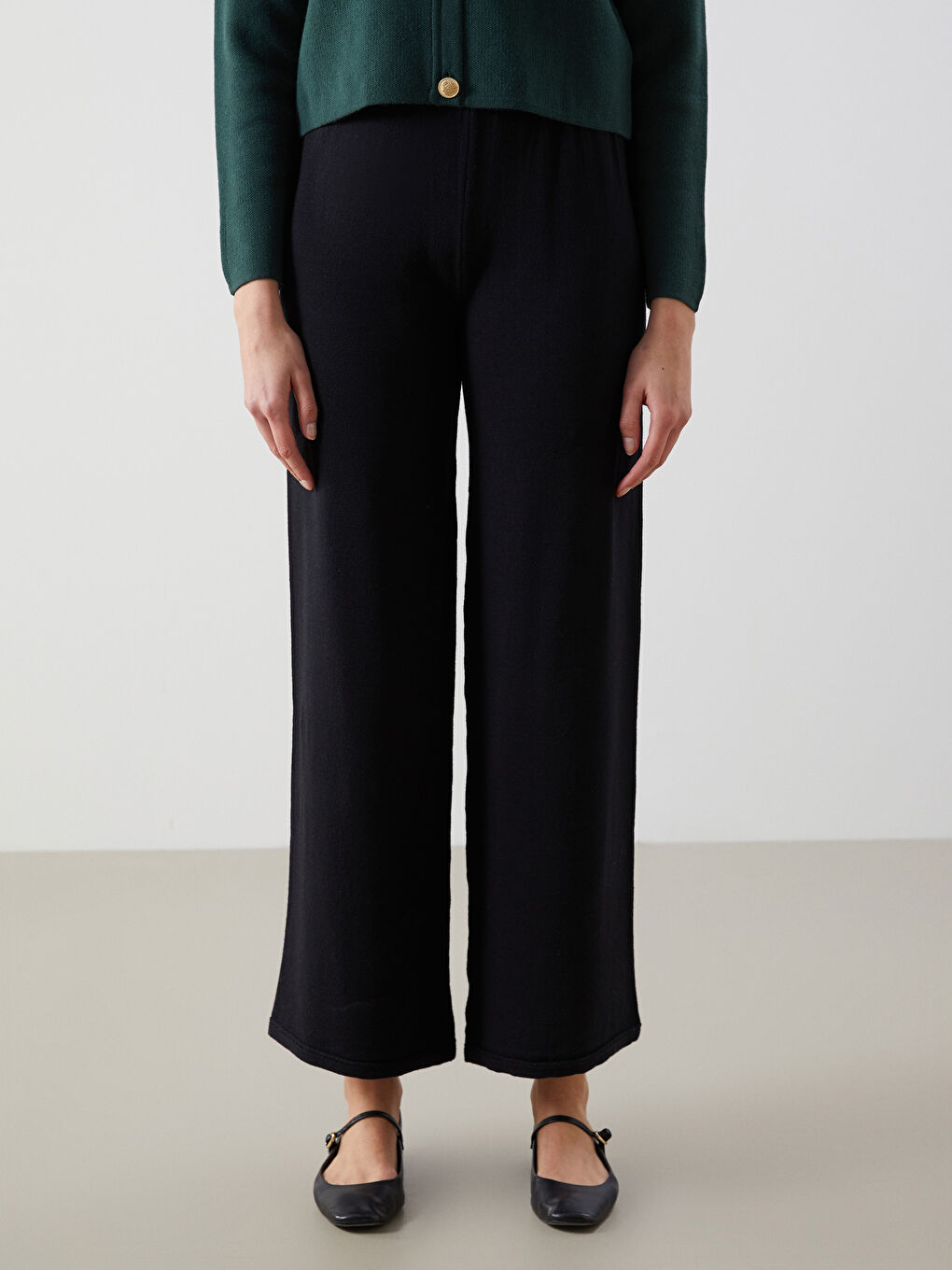 Elasticated Waist Women's Knitwear Trousers -S55833Z8-CVL