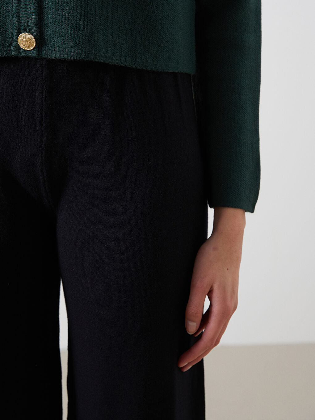 Elasticated Waist Women's Knitwear Trousers -S55833Z8-CVL