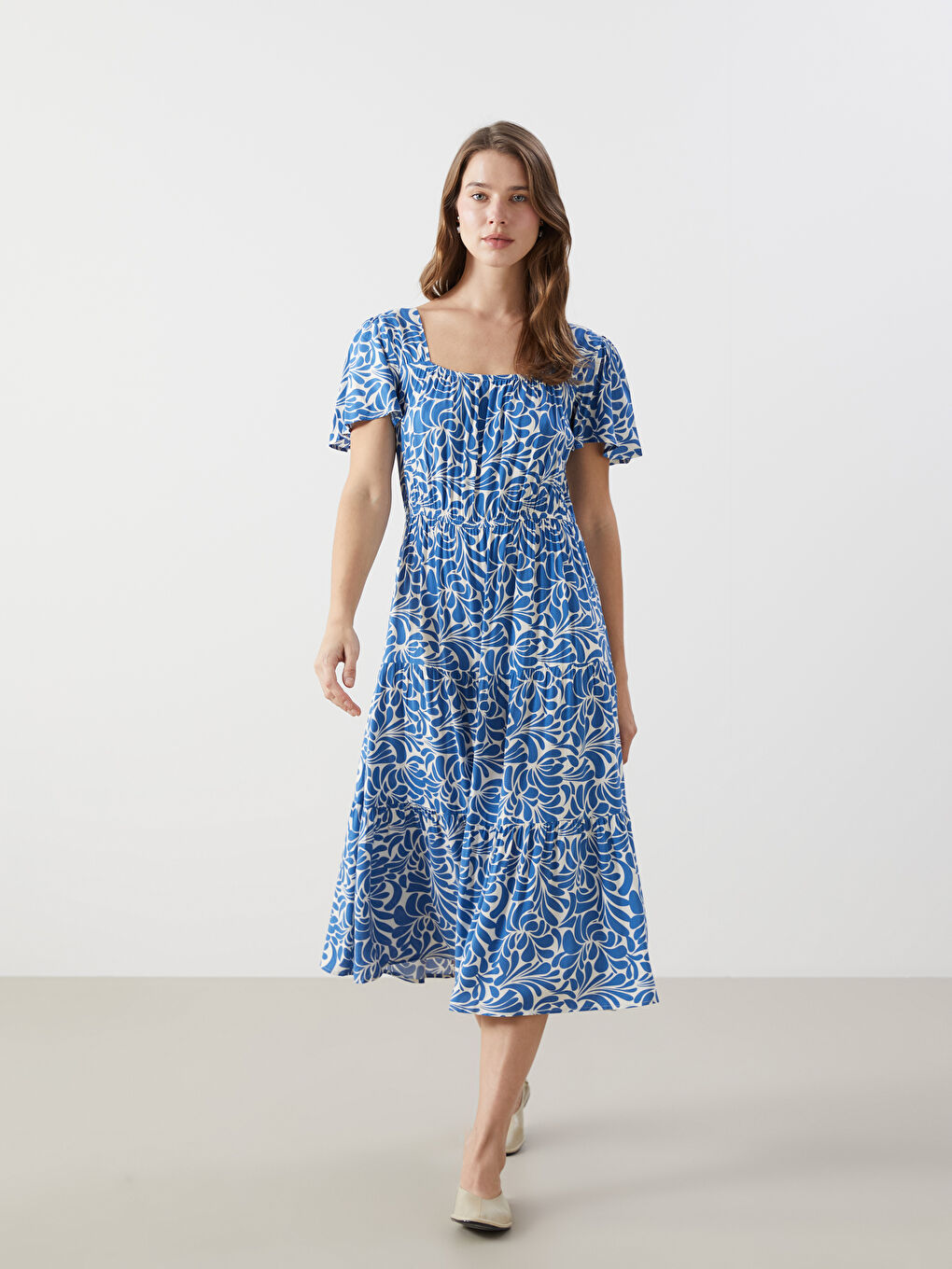 Square Collar Patterned Women's Dress -S55834Z8-LQQ