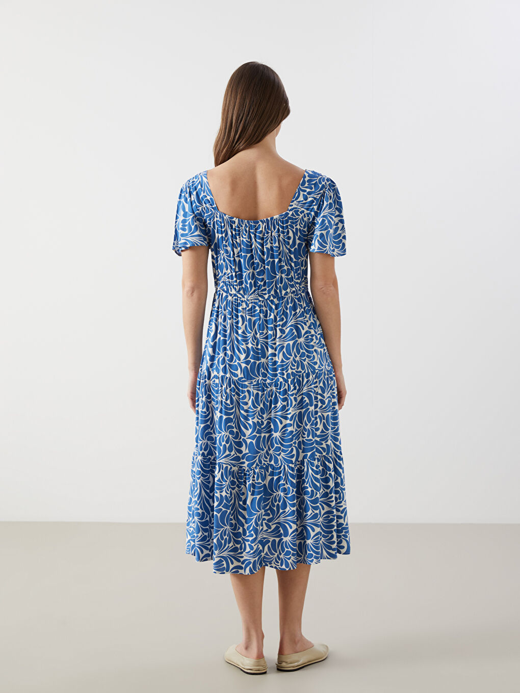 Square Collar Patterned Women's Dress -S55834Z8-LQQ