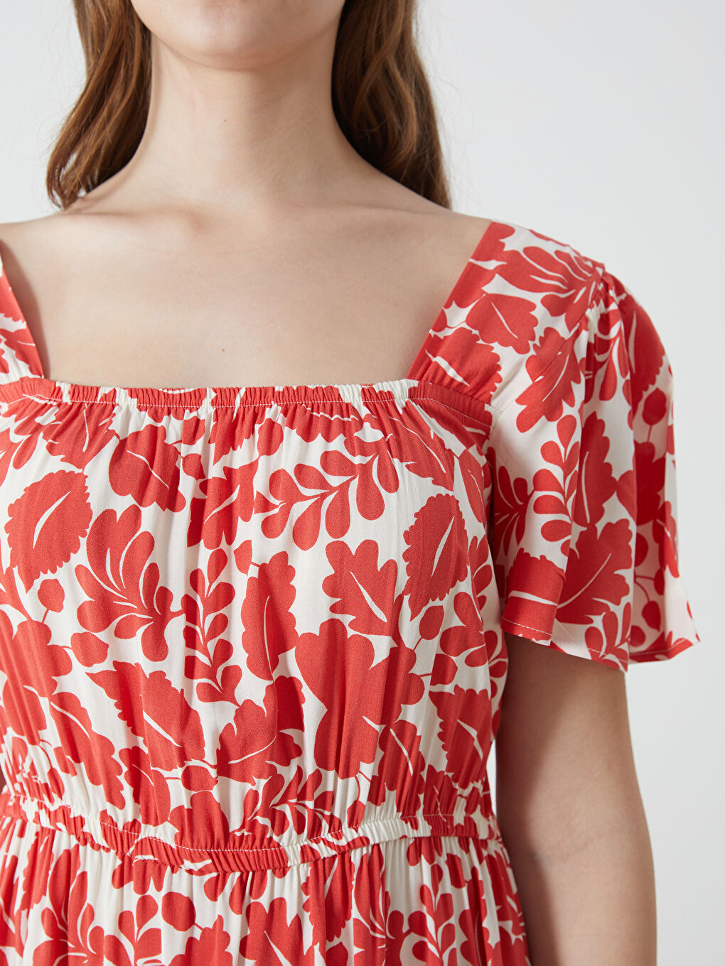 Square Collar Patterned Women's Dress -S55834Z8-LTQ