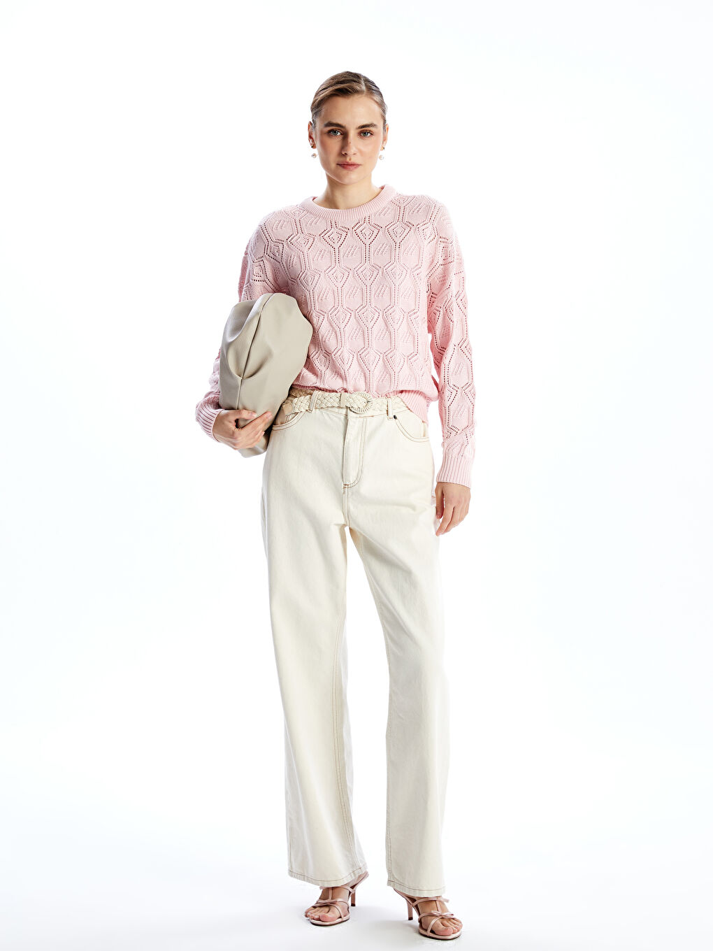 Crew Neck Hole-Knitted Women's Knitwear Sweater -S55842Z8-FX2