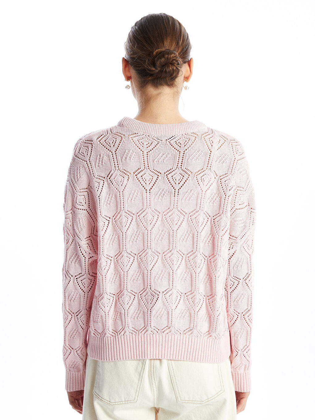 Crew Neck Hole-Knitted Women's Knitwear Sweater -S55842Z8-FX2