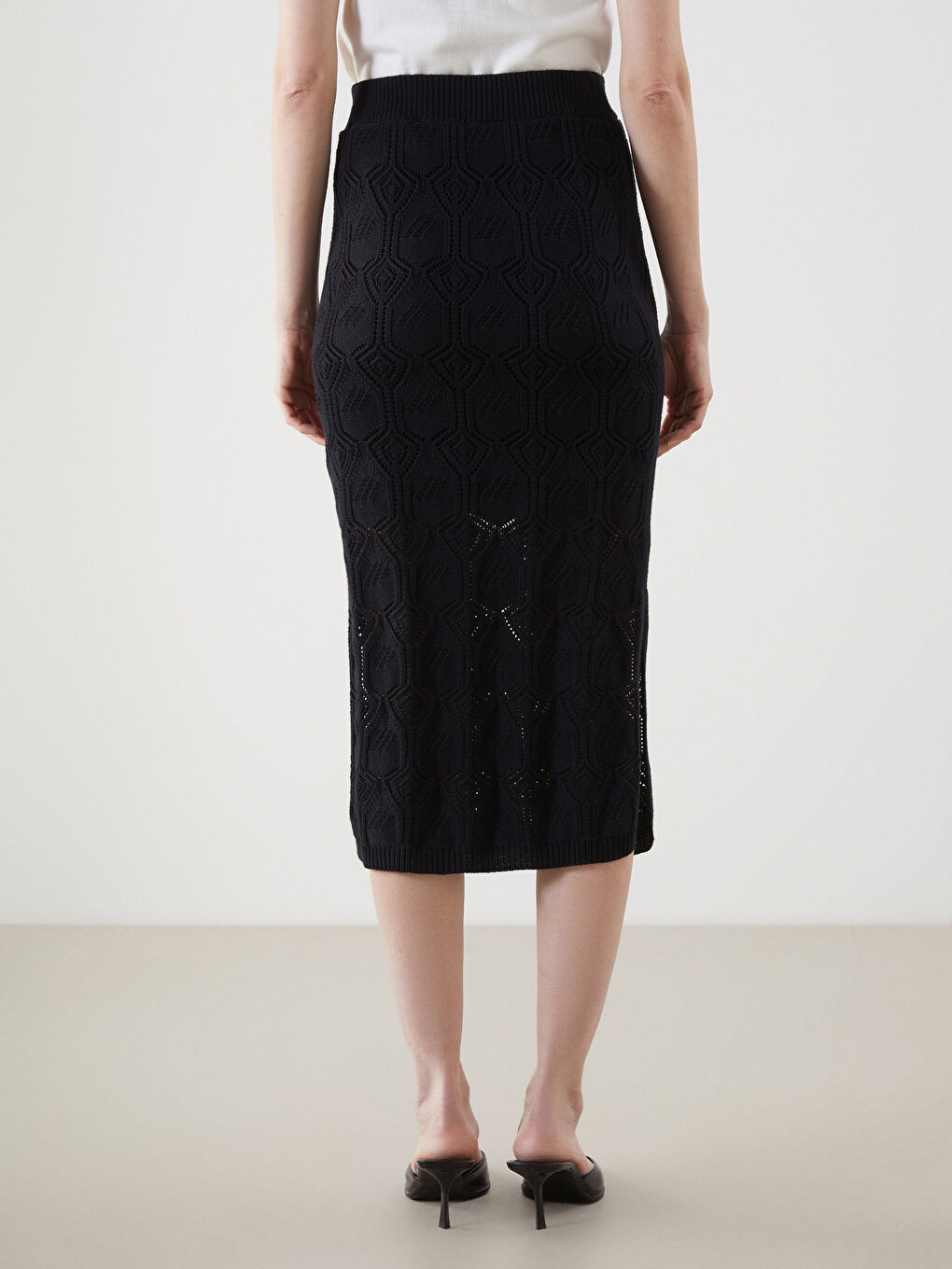 Elastic Waist Hole-Knitted Tricot Skirt -S55846Z8-CVL