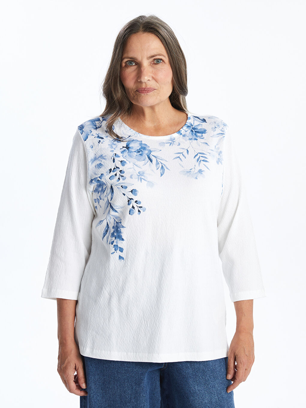 LCW Grace Crew Neck Floral Women's T-Shirt -S55848Z8-FFB