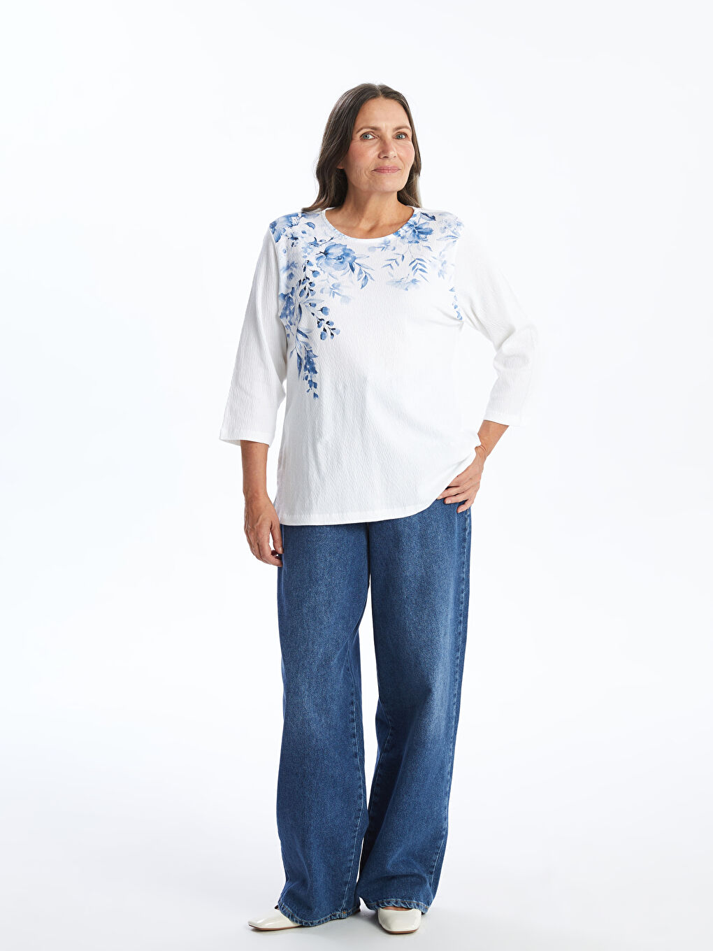 LCW Grace Crew Neck Floral Women's T-Shirt -S55848Z8-FFB