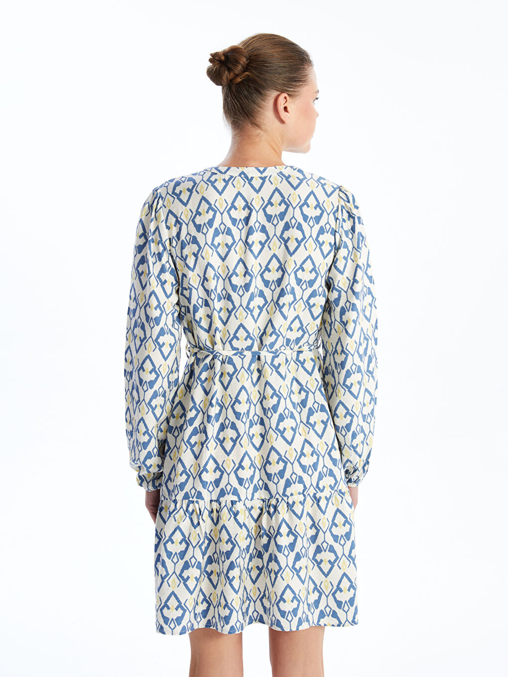 Notch Neck Patterned Women's Shirt Dress -S55849Z8-LQQ