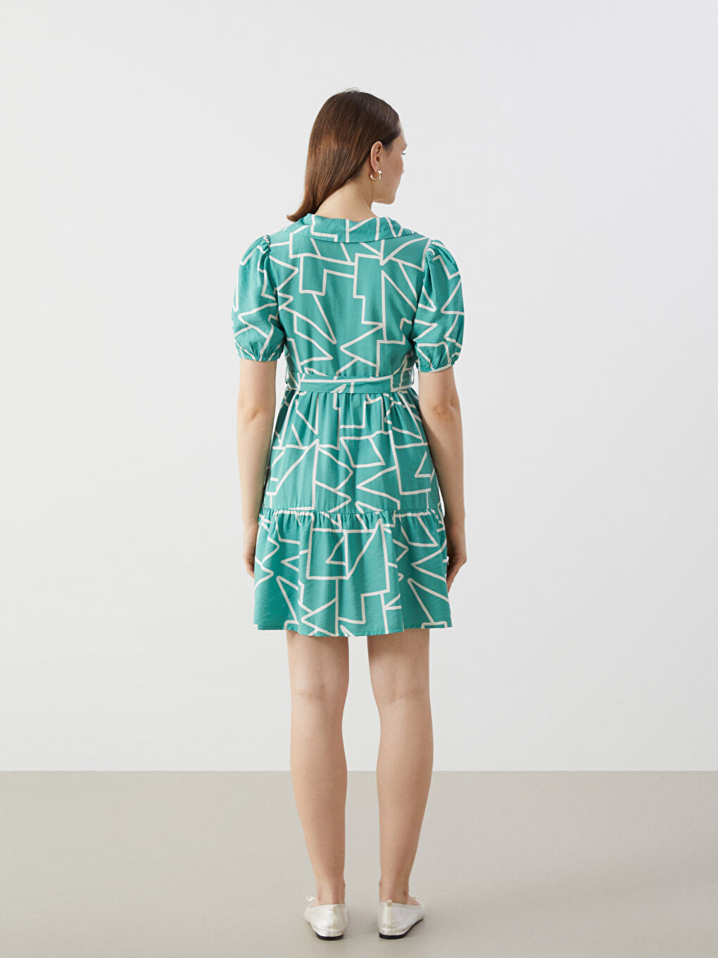 Collared Neck Patterned Women's Dress -S55853Z8-LRR