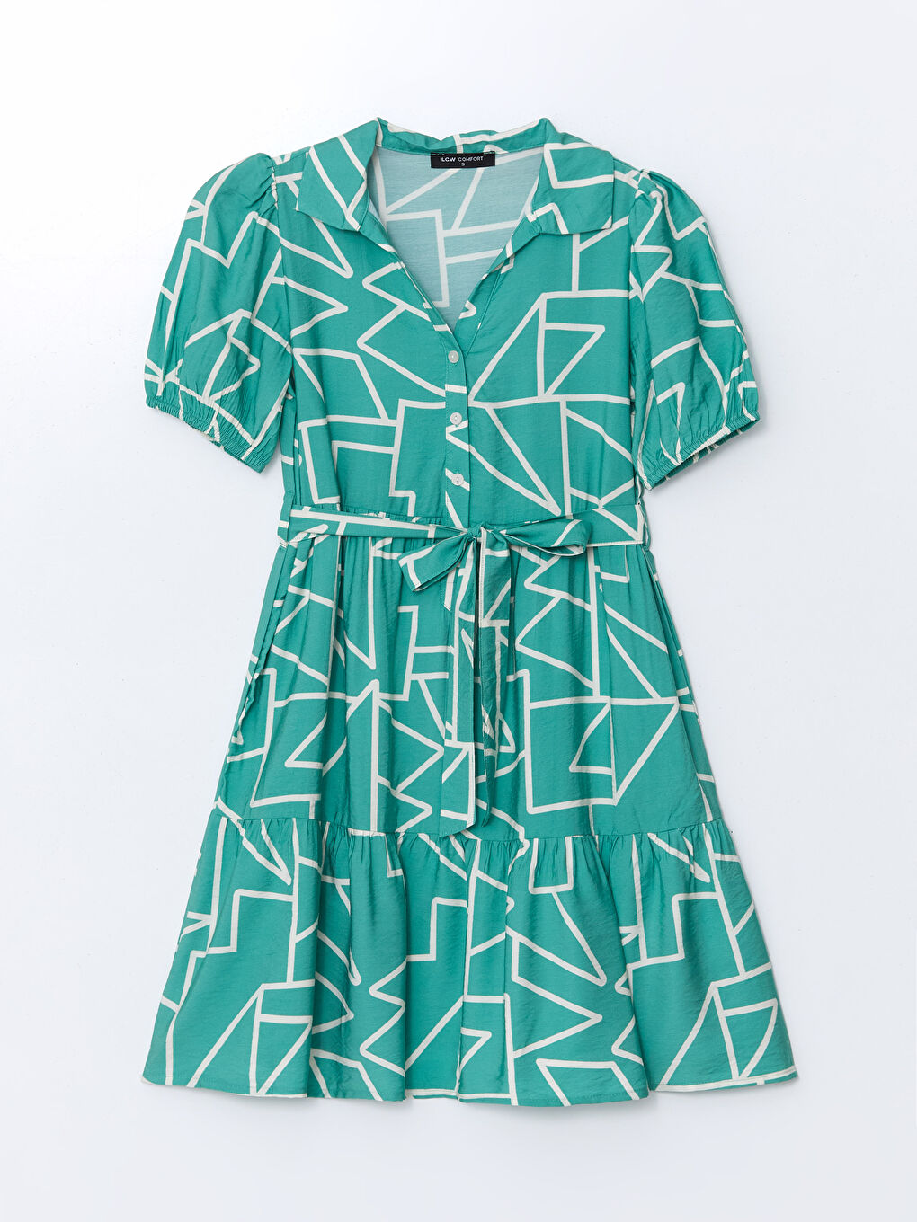 Collared Neck Patterned Women's Dress -S55853Z8-LRR