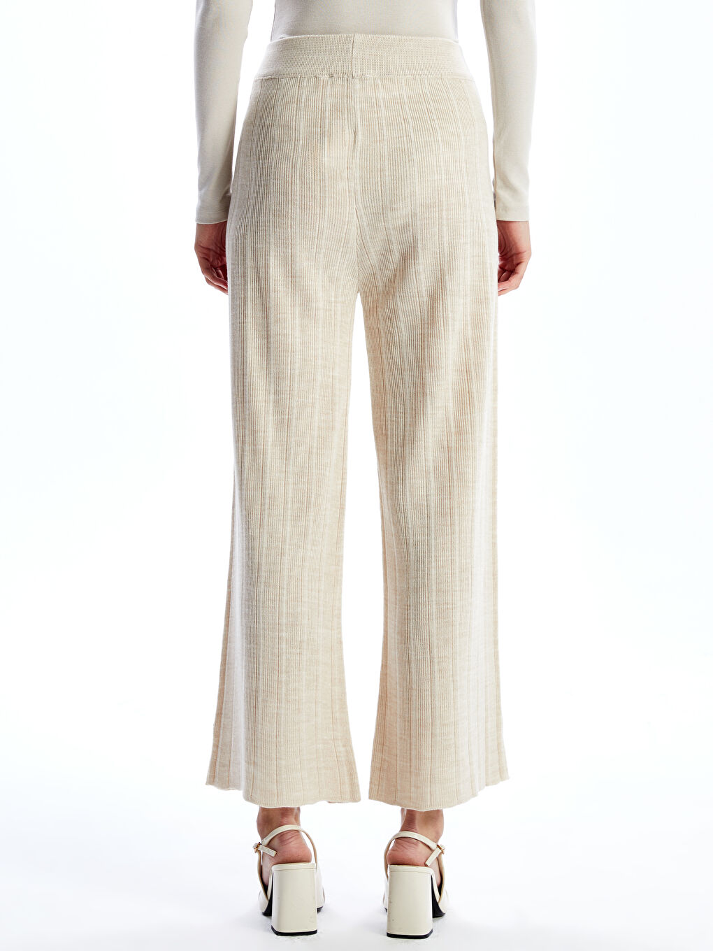 Elasticated Waist Textured Women's Knitwear Trousers -S55854Z8-G6A