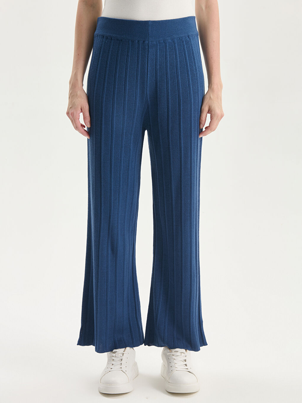 Elasticated Waist Textured Women's Knitwear Trousers -S55854Z8-HFS