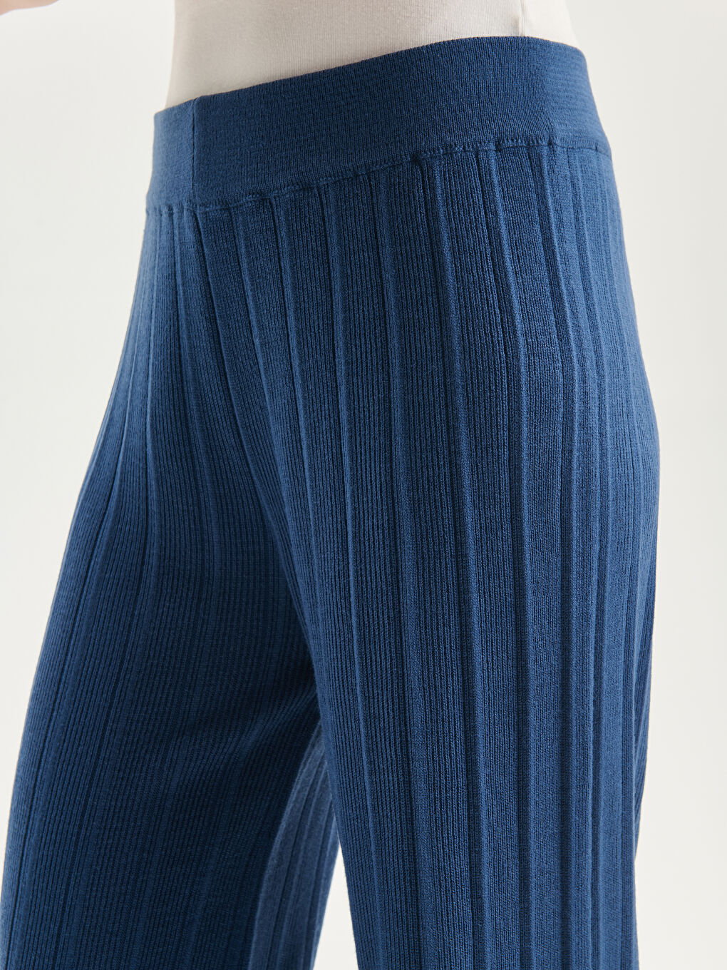 Elasticated Waist Textured Women's Knitwear Trousers -S55854Z8-HFS