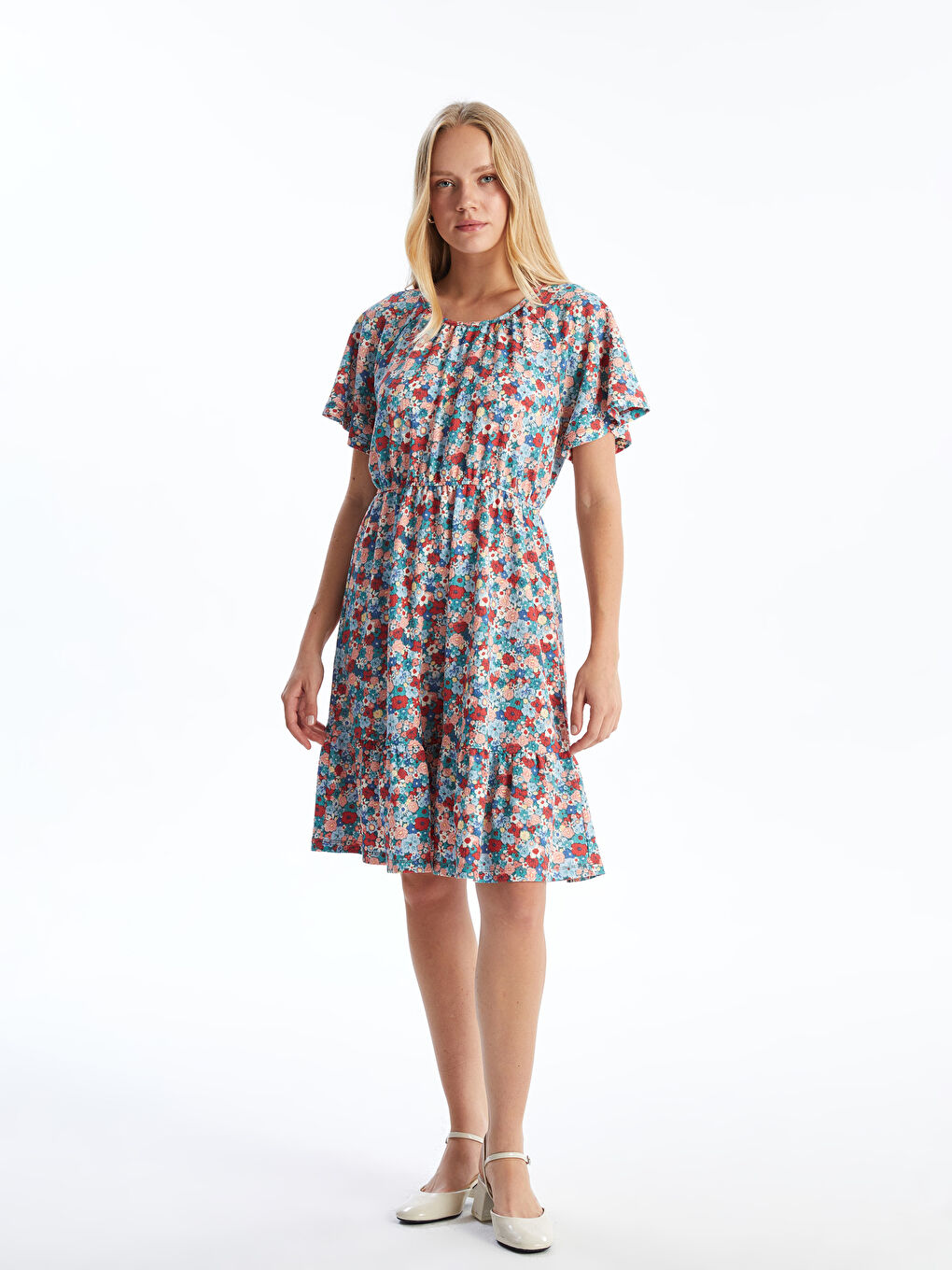 Floral Midi Ruffled Dress -S55857Z8-LQQ