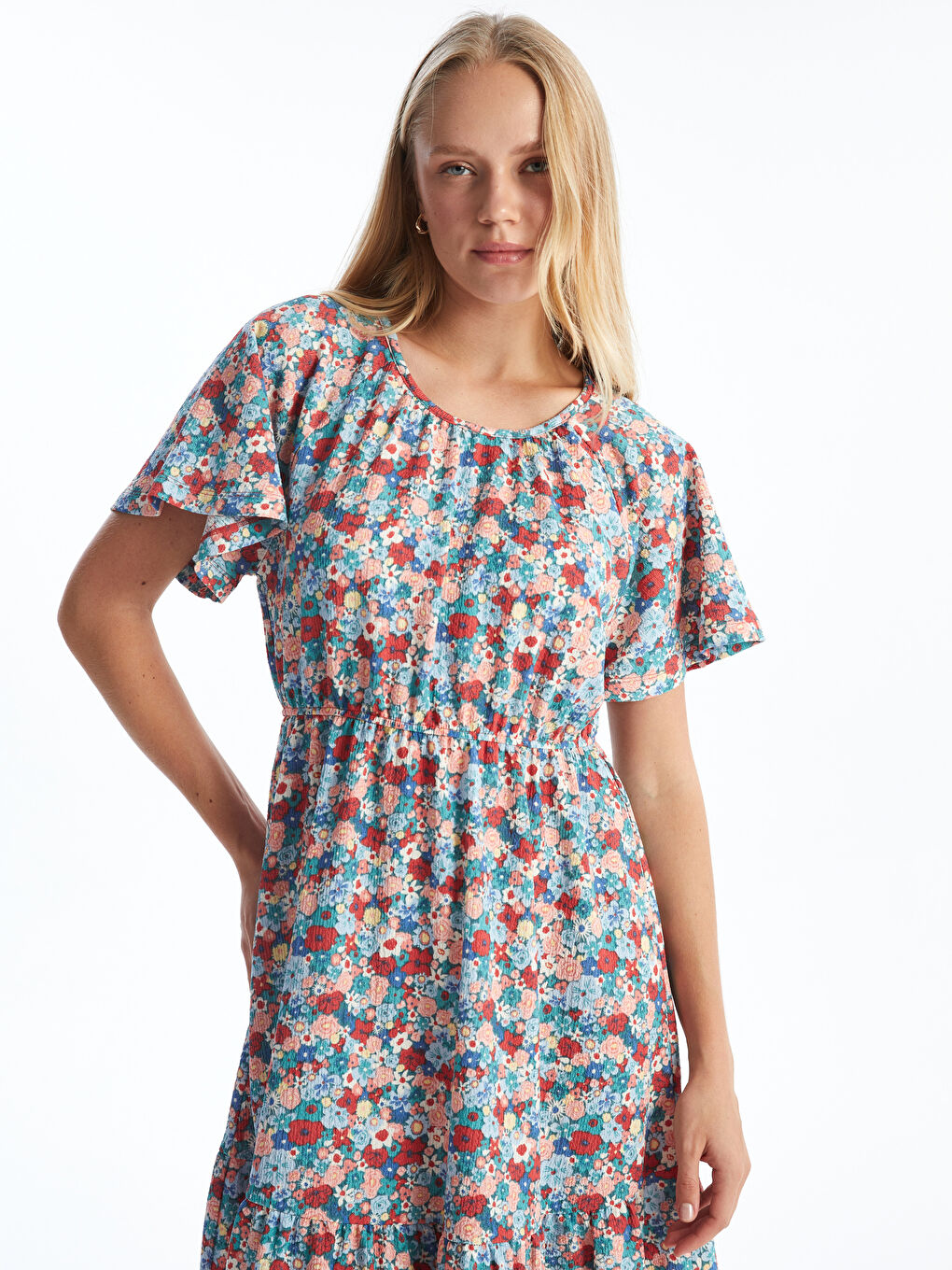 Floral Midi Ruffled Dress -S55857Z8-LQQ