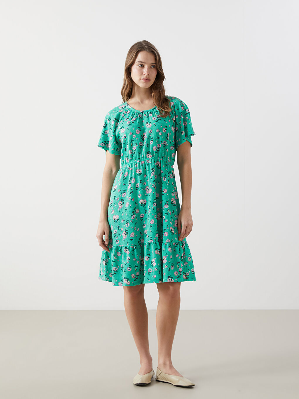 Floral Midi Ruffled Dress -S55857Z8-LRR