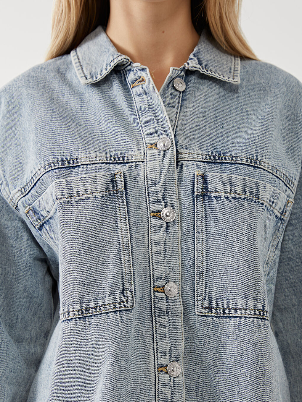 Collared Neck Women's Denim Jacket -S55860Z8-H45