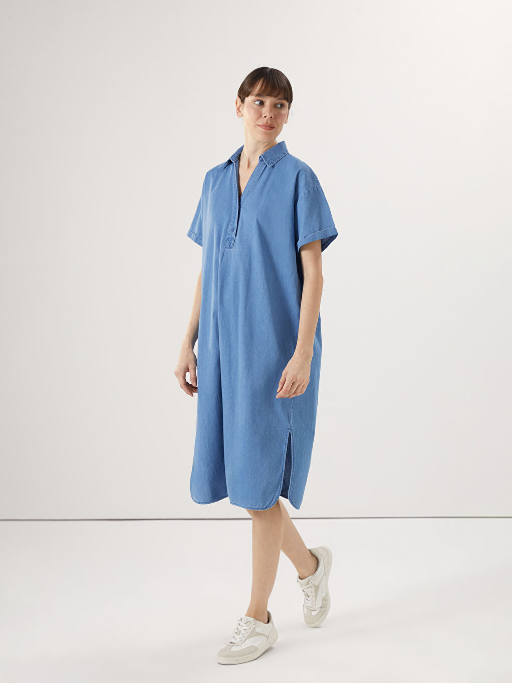 Collared Neck Women's Denim Dress -S55861Z8-507