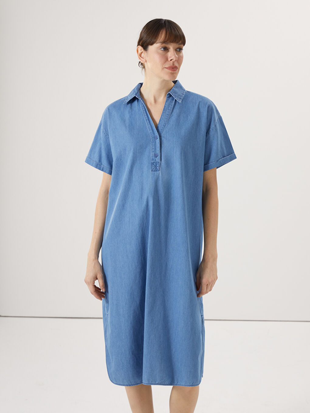 Collared Neck Women's Denim Dress -S55861Z8-507
