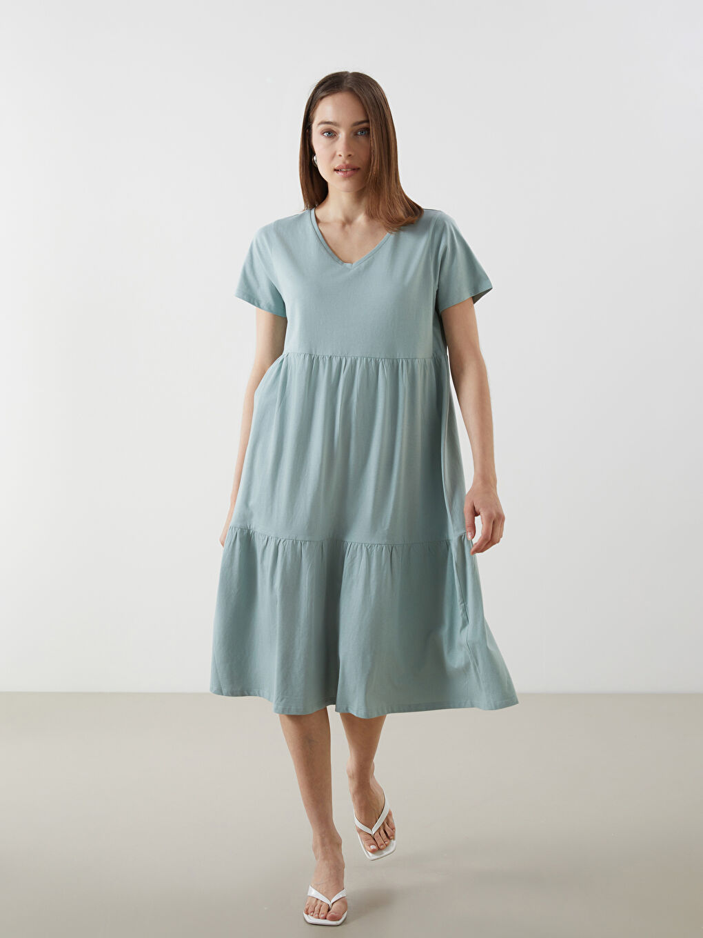 LCW Comfort V Neck Women's Dress -S55899Z8-GJM