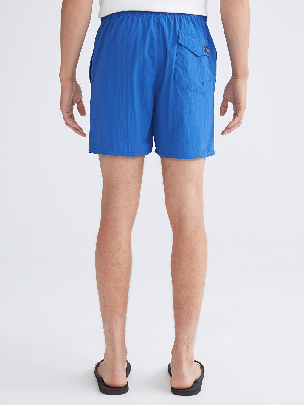 Mavi Kısa Boy Desenli Erkek Deniz Şortu-6