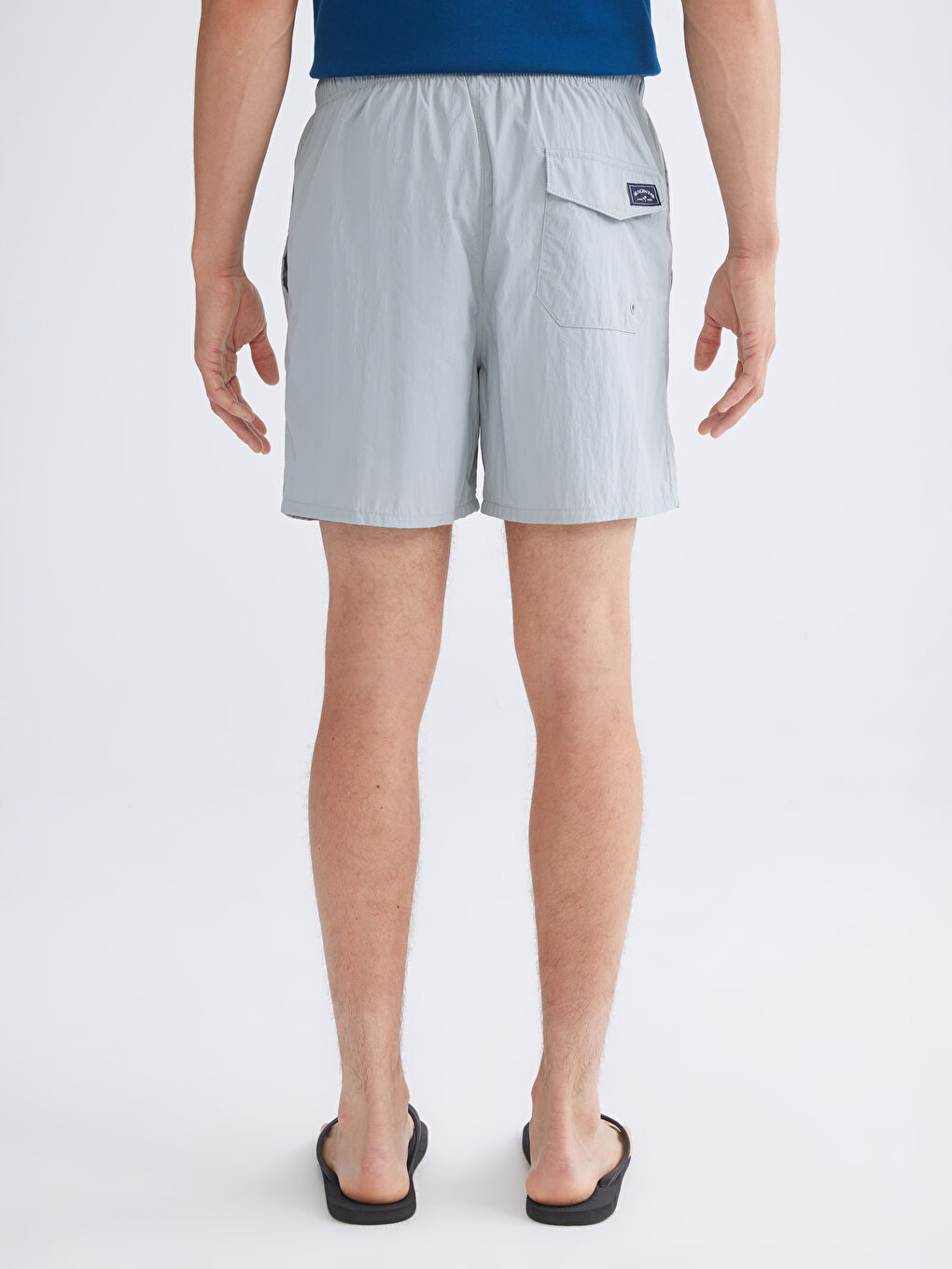 Gri Kısa Boy Desenli Erkek Deniz Şortu-6