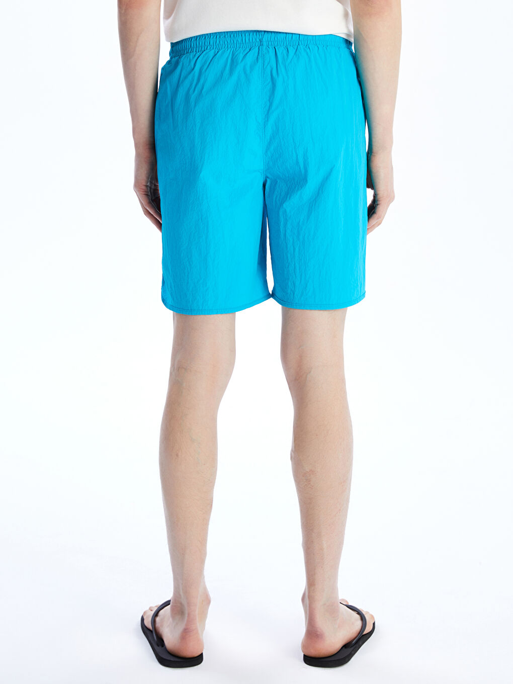 Turkuaz Diz Hizası Boy Baskılı Erkek Deniz Şortu-3