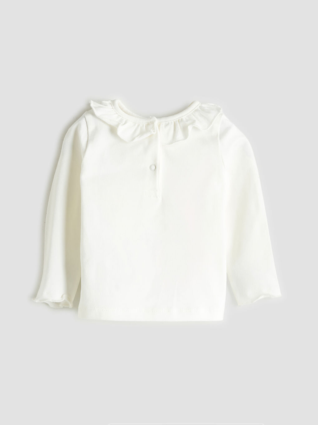 Ekru Bebe Yaka Kız Bebek Tişört-1