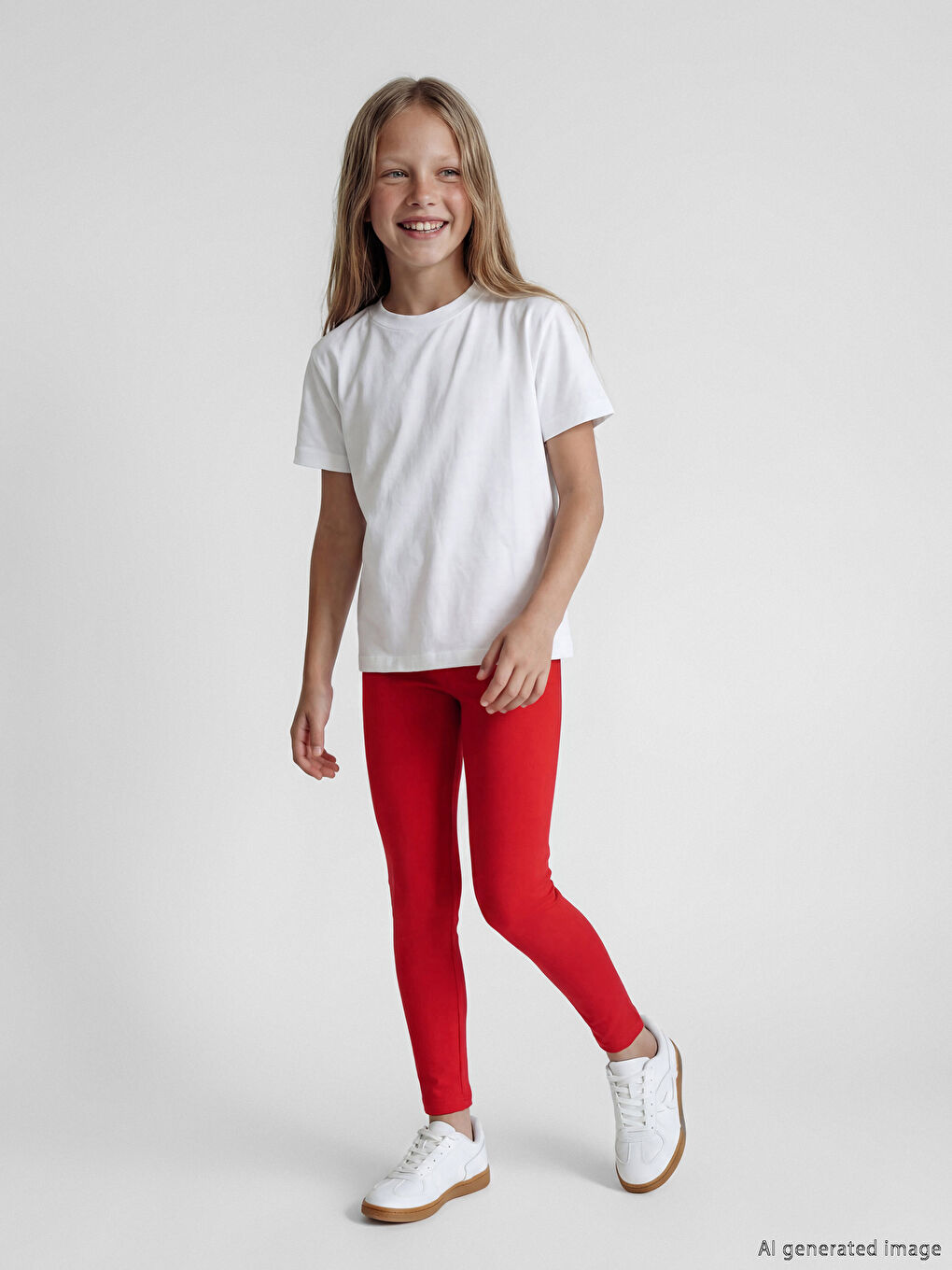 Kırmızı Beli Lastikli Kız Bebek Tayt 2'li-5